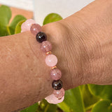 Bracelet "Infinite Love" in Rose Quartz, Garnet & Strawberry Quartz