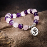 Bracelet "Love & Spirituality" in Amethyst & Rose Quartz