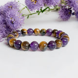 Bracelet "Délivrance" in Amethyst & Tiger's Eye