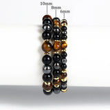 Bracelet "Confidence & Protection" in Tiger Eye, Hematite & Onyx