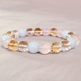 Bracelet "Existence" in Aquamarine, Rose Quartz, Citrine & Quartz