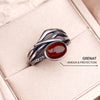 Adjustable "Prema" Ring in Garnet & Silver
