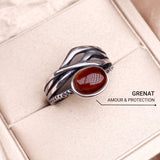Adjustable "Prema" Ring in Garnet & Silver
