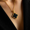 "Luck Clover Necklace" in Mother-of-Pearl or Onyx