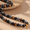 "3 Protections" Necklace in Hematite, Obsidian & Tiger's Eye