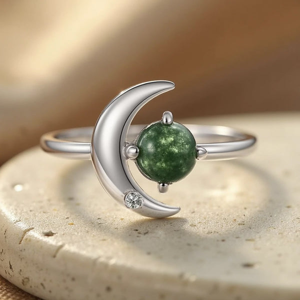 Moss Agate & Silver 'Lunar Energy' Ring
