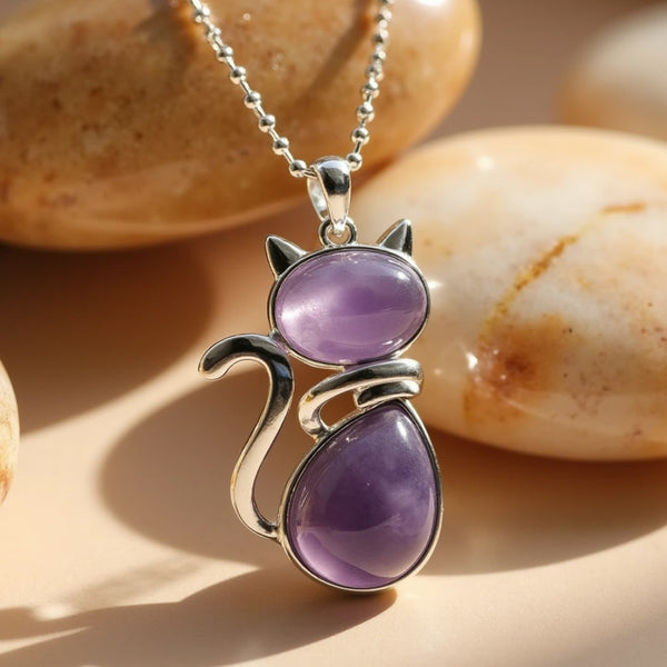 Natural Stone Cat Pendant