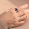 Adjustable Ring "Spiritual Reflection" in Hypersthene & Silver