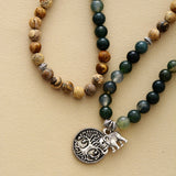 Bracelet Mala "Gaia" in Moss Agate & Landscape Jasper