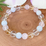 Bracelet "Existence" in Aquamarine, Rose Quartz, Citrine & Quartz