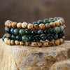 Bracelet Mala "Gaia" in Moss Agate & Landscape Jasper