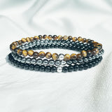 Ensemble "Balance & Courage" in Tiger's Eye, Onyx & Hematite