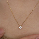 "Luminous Clover" Necklace in Zircon