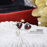 Garnet & Silver "Heart Passion" Earrings