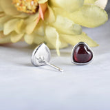 Garnet & Silver "Heart Passion" Earrings