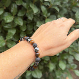 Bracelet Triple Protection in Lava Stone, Tiger Eye & Hematite