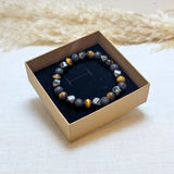 Bracelet Triple Protection in Lava Stone, Tiger Eye & Hematite