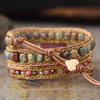 Bracelet Wrap "Compassion" in Rhodonite & Aqua Terra Jasper