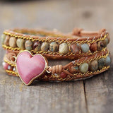 Bracelet Wrap "Compassion" in Rhodonite & Aqua Terra Jasper