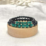 Bracelet "Energy Balance" in Malachite & Black Tourmaline