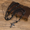 Matte Black Onyx Bead Rosary Necklace