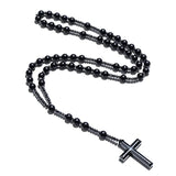 Matte Black Onyx Bead Rosary Necklace