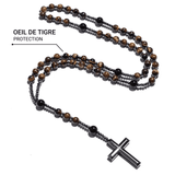 Tiger Eye "Protection" Rosary Necklace