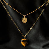 Double Necklace "Protective Heart" in Tiger's Eye