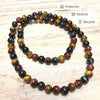 "Multiple Eye" necklace in Tiger's Eye, Hawk's Eye & Bull's Eye