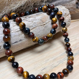 "Multiple Eye" necklace in Tiger's Eye, Hawk's Eye & Bull's Eye