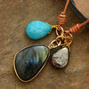 Sacred Trio Pendant Necklace in Amazonite, Labradorite & Pyrite