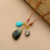 Sacred Trio Pendant Necklace in Amazonite, Labradorite & Pyrite