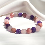 Bracelet "Self-Love" in Rhodonite, Rose Quartz & Amethyst