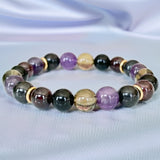 Bracelet "Harmony & Protection" in Shungite, Smoky Quartz, Amethyst & Garnet