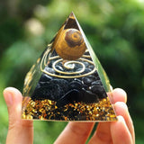 Orgone Pyramid "Anchor of Light" in Tiger's Eye & Black Obsidian