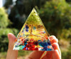 Orgone Pyramid "Tree of Life 7 Chakras" in Peridot