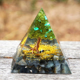 Orgone Pyramid "Tree of Life Protector" in Labradorite & Peridot