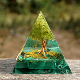 Orgone Pyramid "Tree of Life Reborn" in Peridot & Malachite.