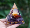 Orgonit pyramid "Lotus Heart" in Amethyst & Rose Quartz