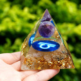 Zodiac Orgone Pyramid - Libra in Rutilated Quartz & Amethyst