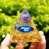 Orgone Pyramid of the Zodiac - Aries in Amethyst & Citrine