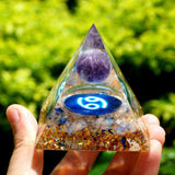 Zodiac Orgone Pyramid - Cancer in Amethyst & White Quartz