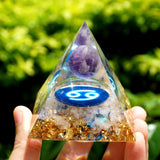 Zodiac Orgone Pyramid - Cancer in Amethyst & White Quartz