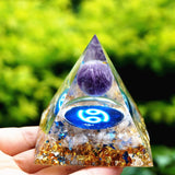 Zodiac Orgone Pyramid - Cancer in Amethyst & White Quartz