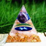 Zodiac Orgone Pyramid - Amethyst & Rose Quartz Fish