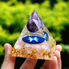 Zodiac Orgone Pyramid - Amethyst & Rose Quartz Fish