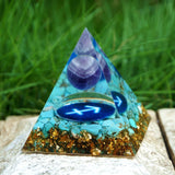 Orgone Pyramid of the Zodiac - Sagittarius in Amethyst & Turquoise