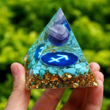 Orgone Pyramid of the Zodiac - Sagittarius in Amethyst & Turquoise