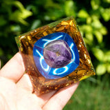 Zodiac Orgone Pyramid - Taurus in Amethyst & Tiger's Eye