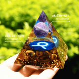 Zodiac Orgone Pyramid - Taurus in Amethyst & Tiger's Eye